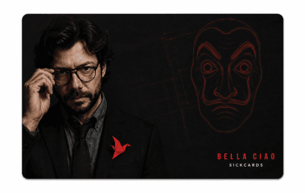 Bella Ciao Heist Card Skin – Red Mask Edition — Front view