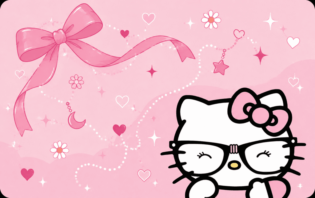 Hello Kitty Pink Aesthetic Card Skin – Bow Edition metro card skin — front view