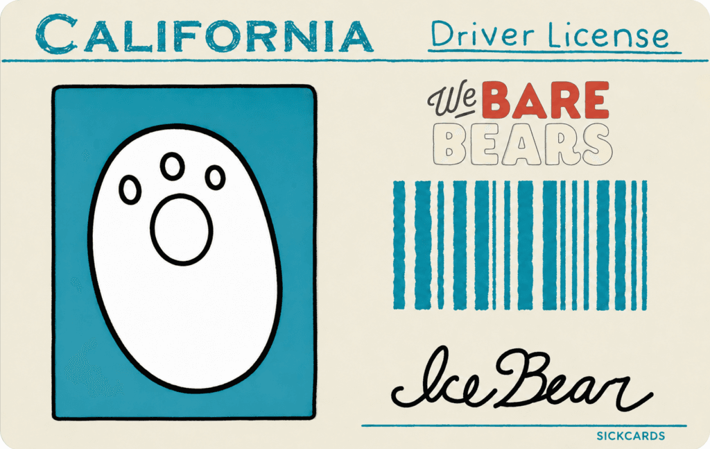 Ice Bear California Driver License Card Skin – Polar Edition metro card skin — back view