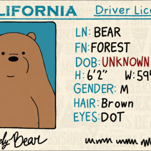 Grizzly Bear California Driver License Card Skin – Forest Edition