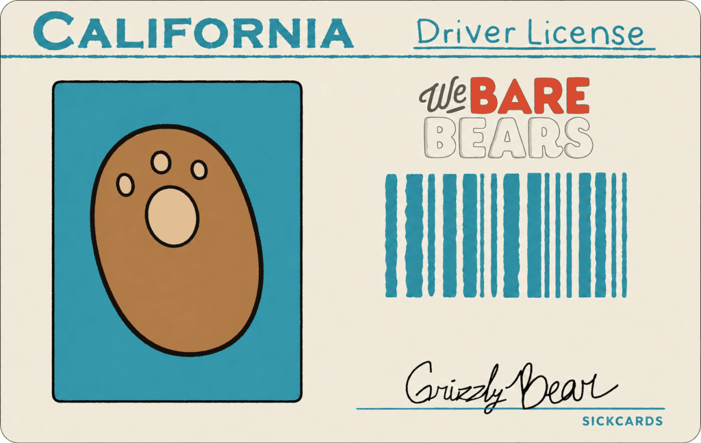 Grizzly Bear California Driver License Card Skin – Forest Edition metro card skin — back view