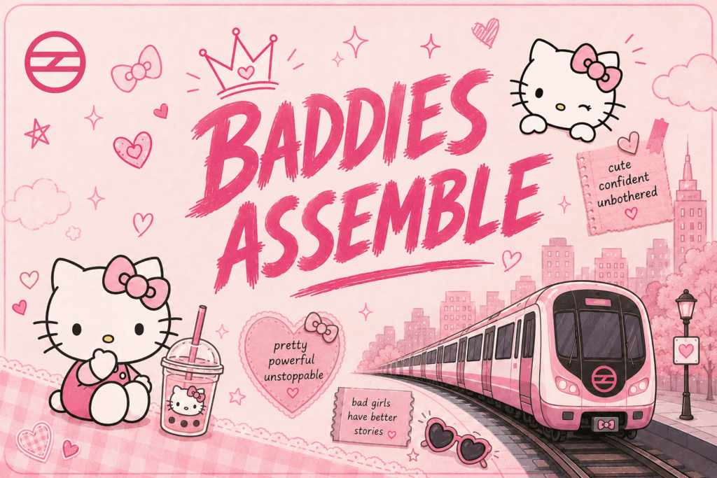 Hello Kitty Baddies Assemble Card Skin – Pink Metro Edition metro card skin — front view
