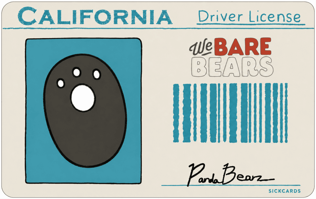 Panda Bear California Driver License Card Skin – Bamboo Edition metro card skin — back view
